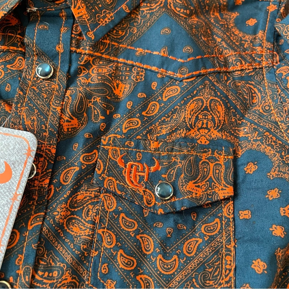 Cowboy Hardware NWT Western Shirt 3T Boys Tod Bandana Paisley Print Pearl Snap - Picture 6 of 10